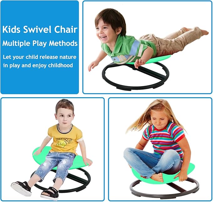 Sit and Spin Spinning Chair for Kids,Kids Swivel Sensory Chair,Sensory Spin Chair Seat Activity Toy for Kids,Training Body Coordination,Metal Base Non-Slip Wobble Chair Sitting Comfortably - LeafyLoom