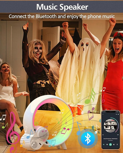 Smart Night Light for Kids,Wake Up Light Sunrise Alarm Clock,Ambient Light & Sleep Assistant White Noise Sound Machine Baby Night Light,App,Bluetooth Speaker,Snooze,Timer,Remote Control,Ideal for Gift - LeafyLoom