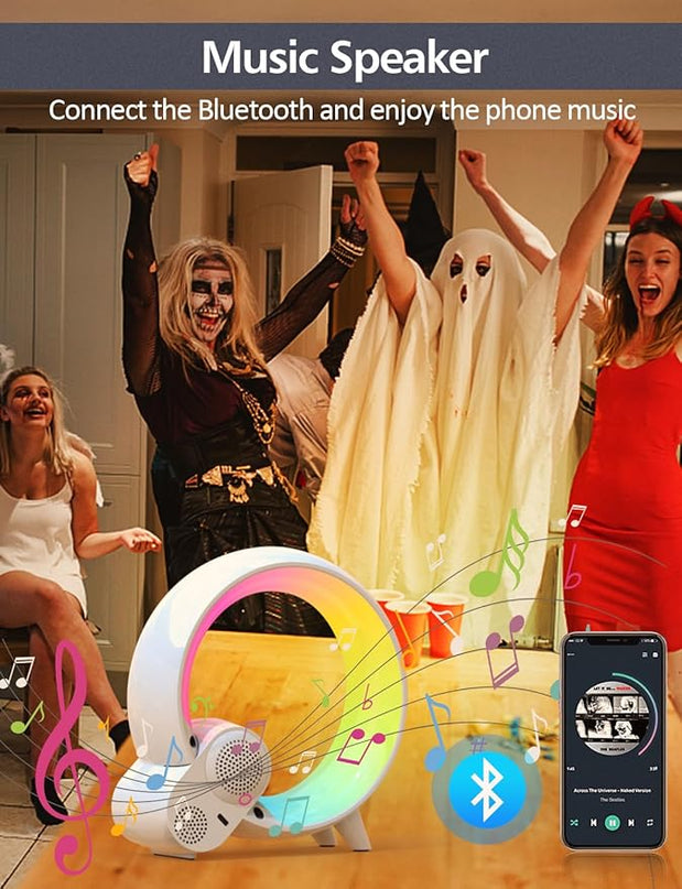 Smart Night Light for Kids,Wake Up Light Sunrise Alarm Clock,Ambient Light & Sleep Assistant White Noise Sound Machine Baby Night Light,App,Bluetooth Speaker,Snooze,Timer,Remote Control,Ideal for Gift - LeafyLoom