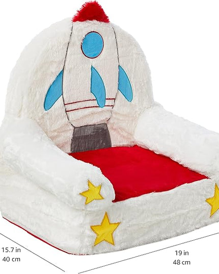 Amazon Basics Children's Plush Toddler Chair, Rocket, Multicolor - LeafyLoom