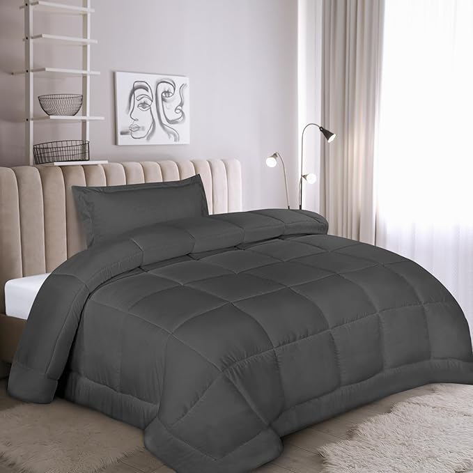 Utopia Bedding Twin Comforter Set Kids with 1 Pillow Sham, Bedding Comforter Sets, Down Alternative Grey Comforter, Soft and Comfortable, Machine Washable - LeafyLoom