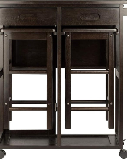 Winsome Suzanne 3-PC Set Space Saver Kitchen, Coffee Finish, 29.61x29.13x32.76 - LeafyLoom