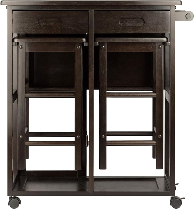 Winsome Suzanne 3-PC Set Space Saver Kitchen, Coffee Finish, 29.61x29.13x32.76 - LeafyLoom