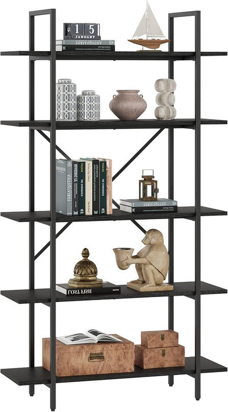 GAOMON 5 Tier Bookshelf, 67.9” Book Shelves for Living Room, Large Bookcase with 5 Open BookShelves, Display Shelves for Home Office, Study Room, Living Room, Bed Room-Black - LeafyLoom