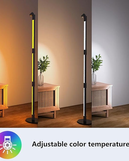 Sinvitron 360°Rotating Led Floor Lamp with Spotlight,16 Million DIY Colors,Music Sync & 213 Dynamic Mode, RGBW LED Corner Lights with App&Remote for Bedroom Living Room Gaming Room - LeafyLoom