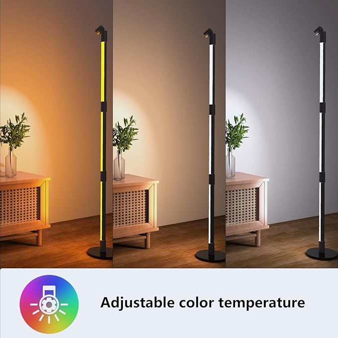 Sinvitron 360°Rotating Led Floor Lamp with Spotlight,16 Million DIY Colors,Music Sync & 213 Dynamic Mode, RGBW LED Corner Lights with App&Remote for Bedroom Living Room Gaming Room - LeafyLoom