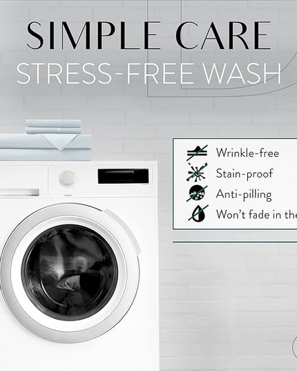 Danjor Linens Twin Sheets Set - Hotel Luxury Essential Bedding - 4 pc Soft Bedding & Pillowcases Set with Deep Pockets - Breathable Bed Sheets, Wrinkle Free - Ice Blue Sheets - LeafyLoom