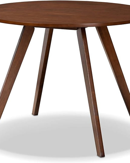 Baxton Studio Philip Mid-Century Modern Transitional Light Beige Fabric Upholstered and Walnut Brown Finished Wood 5-Piece Dining Set - LeafyLoom