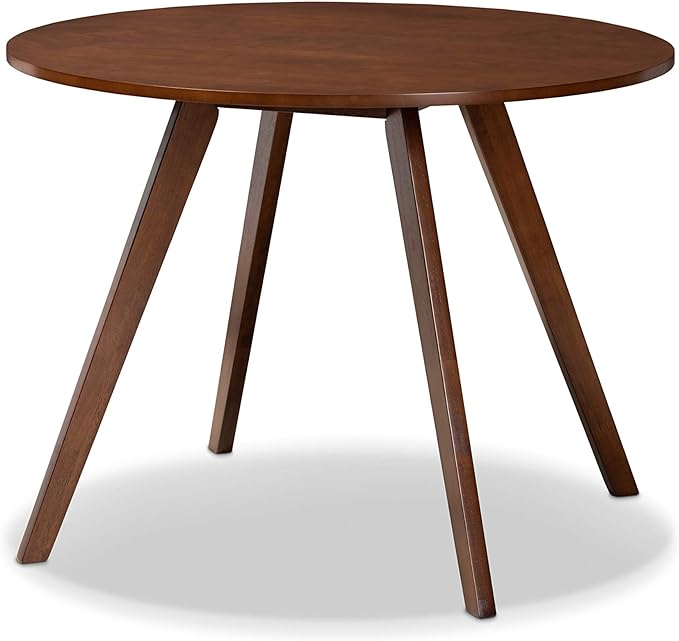 Baxton Studio Philip Mid-Century Modern Transitional Light Beige Fabric Upholstered and Walnut Brown Finished Wood 5-Piece Dining Set - LeafyLoom