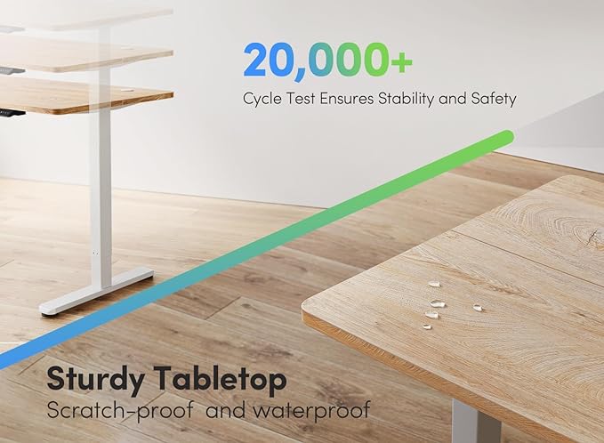FEZIBO Electric Standing Desk, 48 x 24 Inches Height Adjustable Stand up Desk, Sit Stand Home Office Desk, Computer Desk, Maple - LeafyLoom