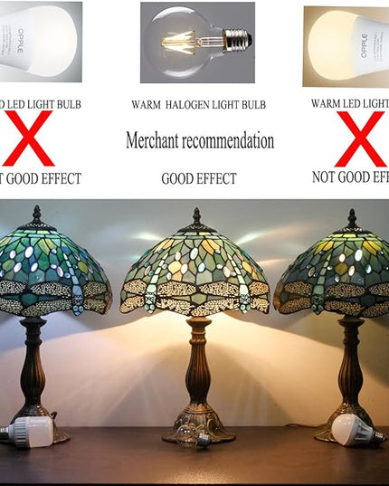 WERFACTORY Tiffany Floor Lamp Sea Blue Stained Glass Dragonfly Arched Lamp 12X18X64 Inches Gooseneck Adjustable Corner Standing Reading Light Decor Bedroom Living Room S147 Series - LeafyLoom