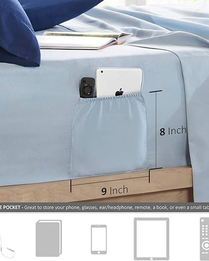 Comfort Spaces Girls Bed in A Bag Floral Comforter Set College Dorm Room Essentials, Complete Dormitory Bedroom Pack And Sheet with 2 Side Pocket Includes Extra Pillowcase Sets, Twin, Medallion Blue - LeafyLoom