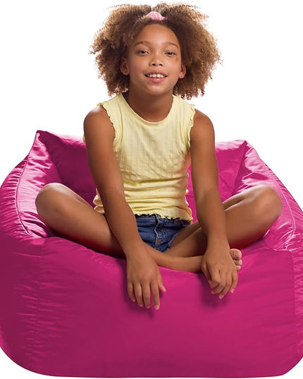 Posh Creations Structured Comfy Seat for Playrooms and Bedrooms, Large Bean Bag Chair, Coronado Chair, Pink - LeafyLoom
