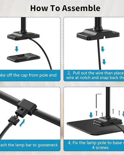 KableRika Desk Lamp Double Light: Bright Led Desk Lights for Home Office - Eye Care Reading Table lamps with Base - Dimmable Desktop lighting for Computer Monitor Study Drafting - LeafyLoom