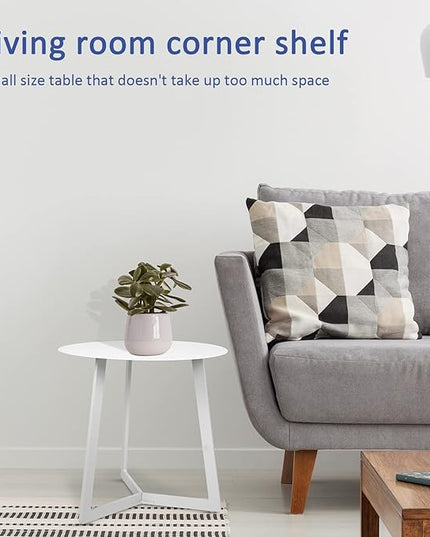 17.7 inch Round End Table, Modern Metal Side Table, Coffee Table for Living Room Sofa Small Coffee Table, Easy to Assemble (White) - LeafyLoom