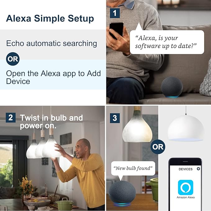 Sengled Alexa Light Bulbs, 75W Equivalent, S1 Auto Pairing with Alexa Devices, Smart Light Bulb that Work with Alexa, Bluetooth Mesh Smart Home Lighting, ‎Daylight 5000K, No Hub Required, 4-Pack Sengled