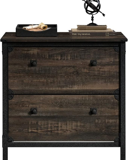 Sauder Steel River Lateral File, L: 30.08" x W: 20.75" x H: 29.53", Carbon Oak Finish - LeafyLoom