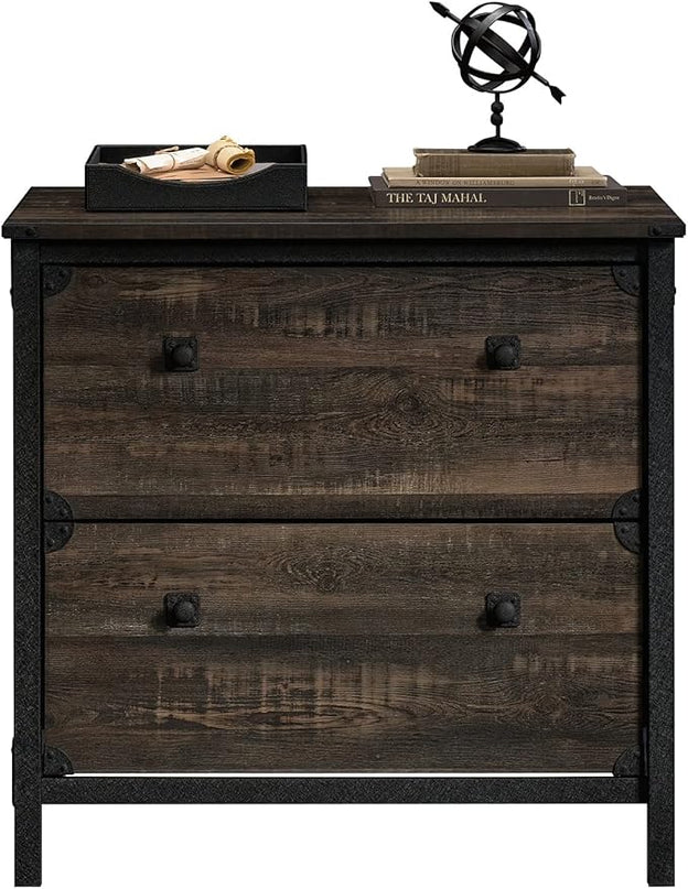 Sauder Steel River Lateral File, L: 30.08" x W: 20.75" x H: 29.53", Carbon Oak Finish - LeafyLoom