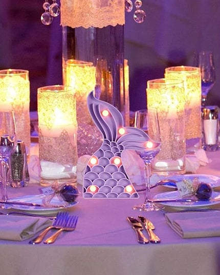 Cute Mermaid Tail Night Light, Mermaid Party Supplies, Mermaid Birthday Party Decorations, Mermaid Lamp, Battery Operated Led Light, Mermaid Bedroom Decor for Girls,Plastic(Purple） - LeafyLoom