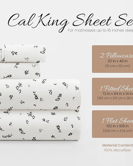 Linen Market 4 Piece California King Bedding Sheet Set (Light Gray) - Sleep Better Than Ever with These Ultra-Soft Cooling Bed Sheets for Your California King Size Bed - Deep Pocket Fits 16" Mattress - LeafyLoom