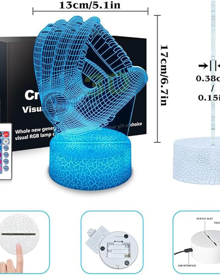 Baseball Night Light,Baseball Gifts for Boy, 3D Baseball Lamp,Kids Bedside Lamp,16 Color Change Decor Lamp with Remote & Smart Touch, Gifts for Christmas Birthday Boys Men Girls - LeafyLoom