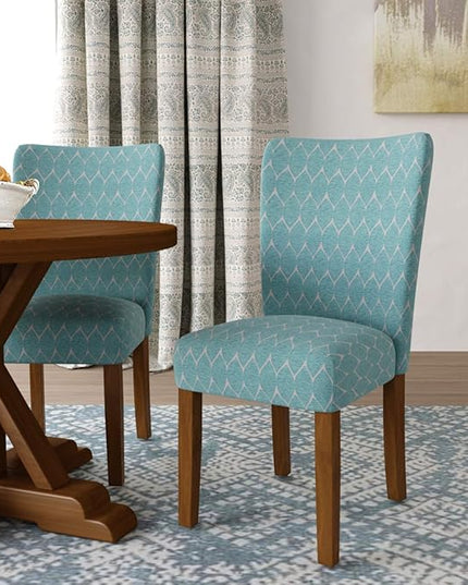 HomePop Parsons Classic Upholstered Accent Dining Chair, Teal (Set of 2) - LeafyLoom