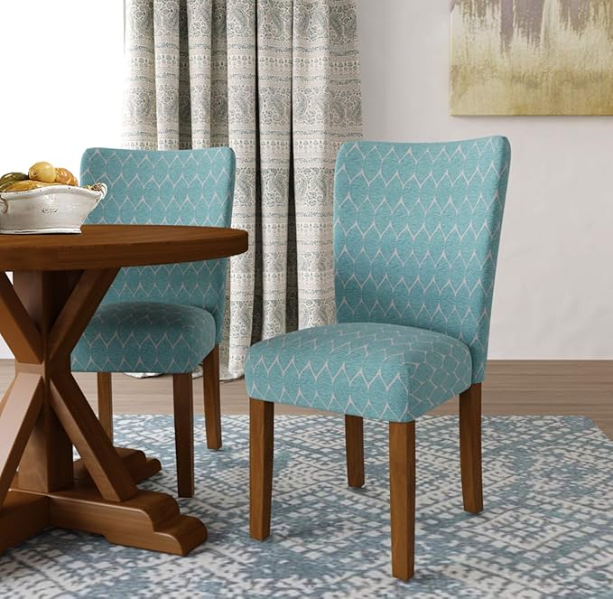 HomePop Parsons Classic Upholstered Accent Dining Chair, Teal (Set of 2) - LeafyLoom
