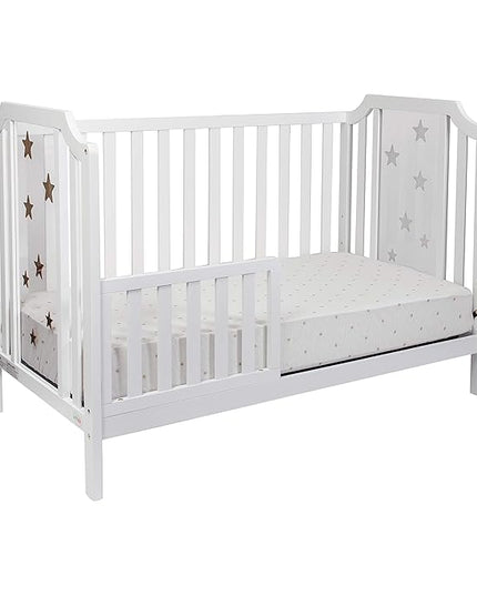 Suite Bebe Celeste 3 in 1 Convertible Island Crib, Wood and Acrylic, White - LeafyLoom