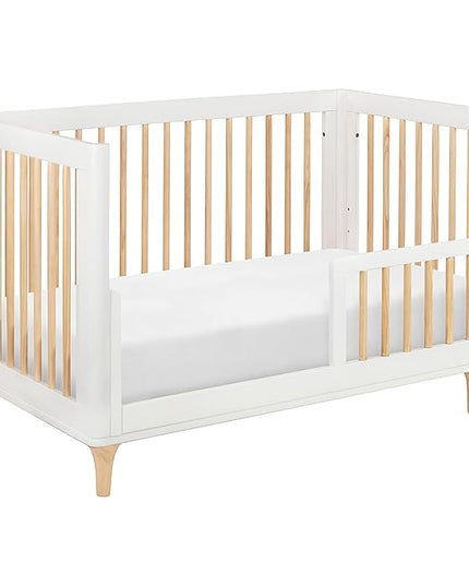 Babyletto Lolly 3-in-1 Convertible Crib with Toddler Bed Conversion Kit in White and Natural, Greenguard Gold Certified - LeafyLoom