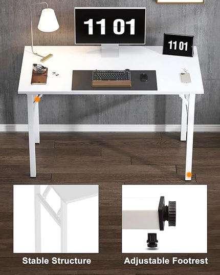 Need 47 inches Computer Desk Office Desk Folding Table with BIFMA Certification Computer Table Workstation, White AC5DW-120 - LeafyLoom