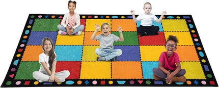 Booooom Jackson Ultra Thick Nylon Classroom Rug Elementary,13'x7'7'' Large Classroom Carpet Preschool Seating Rug for School, Colorful Classroom Rug for Class with 0.5'' Non-Slip Backing - LeafyLoom