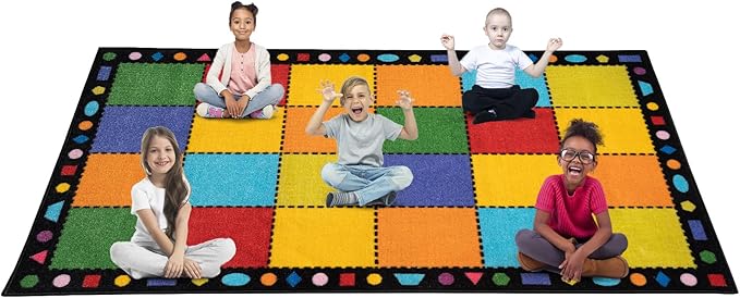 Booooom Jackson Ultra Thick Nylon Classroom Rug Elementary,13'x7'7'' Large Classroom Carpet Preschool Seating Rug for School, Colorful Classroom Rug for Class with 0.5'' Non-Slip Backing - LeafyLoom