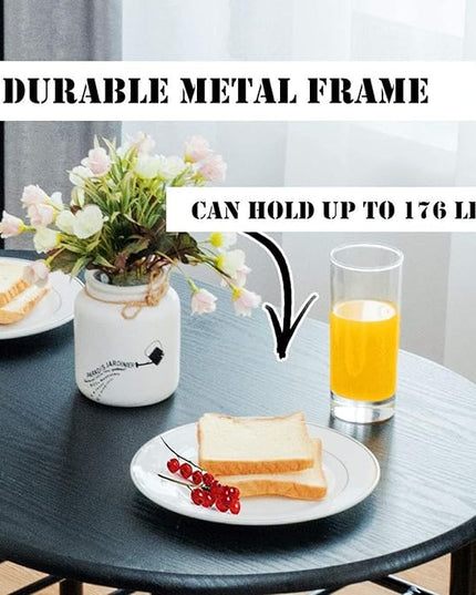 FANTASK 3 Pieces Dining Set, Breakfast Table Set w/Metal Frame and Storage Shelf, Compact Table and 2 Chairs Set for Home Bistro Pub Apartment Kitchen Dining Room Cafe - LeafyLoom