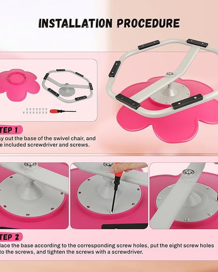 Petal Kids Swivel Chair, Seat and Spinning Chair, Body Coordination Training Chair, Rose Red Non Slip Sensory Toys 360° Spinning Chair for Autistic Kids Aged 3+, Improving Toddler's Physical Fitness - LeafyLoom