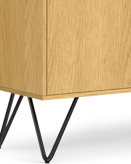 SIMPLIHOME Hunter 60 inch x 18 inch Rectangle Industrial Contemporary Sideboard Buffet in Oak Veneer for The Dining Room and Kitchen - LeafyLoom
