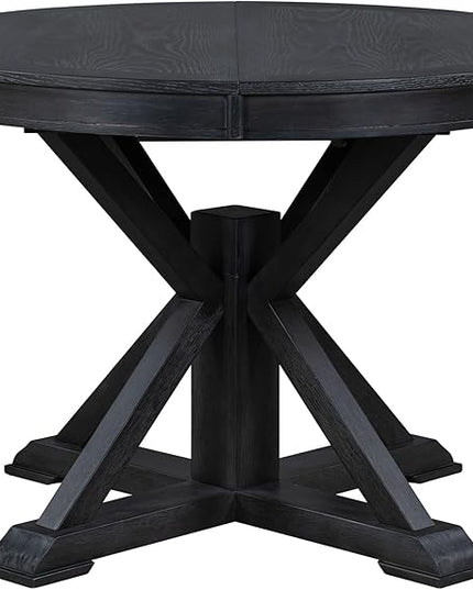 NicBex Dining Table Contemporary Kitchen Table Farmhouse Rustic Retro Functional Extendable Dining Table with a 12" Leaf for Dining Room and Living Room Round Dining Table, Espresso - LeafyLoom
