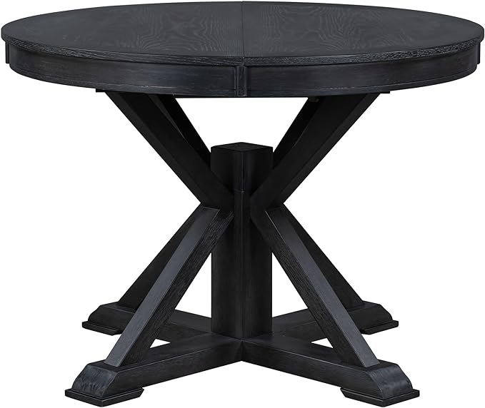 Retro Functional Extendable 12" Leaf, Adjustable Length, Easy to Assembly, Room, Kitchen, Espresso, 1 Piece Dining Table Set, Natural Wood Wash 6 - LeafyLoom