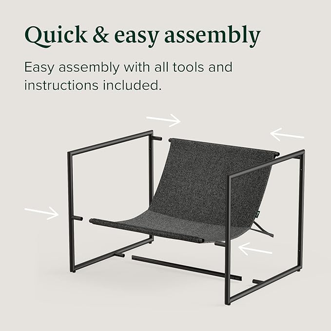 ZINUS Aidan Sling Accent Chair / Metal Framed Armchair with Shredded Foam Cushioning, Dark Grey - LeafyLoom