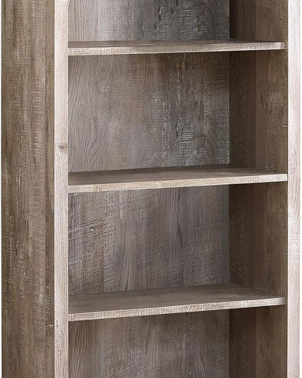 Monarch Specialties Bookcase - Sturdy Etagere with 3 Adjustable Book Shelves - 48”H (Taupe) - LeafyLoom