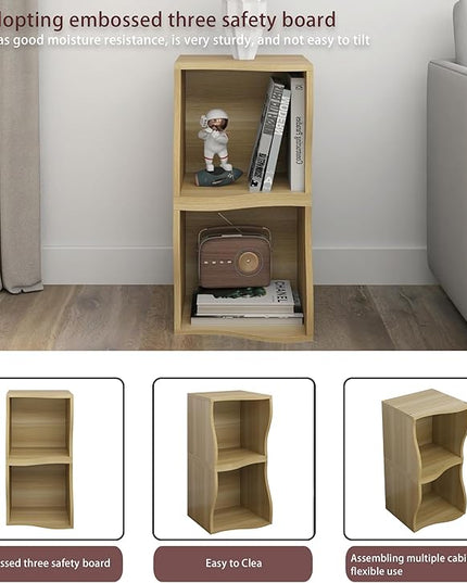 ECYIL Double Layered Independent Storage Rack, Full Circular Color Blocking Bookshelf, Suitable for Home, Office, Living Room, etc (nature1) - LeafyLoom