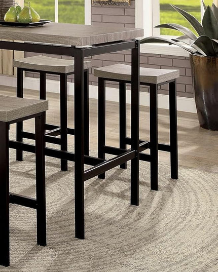 NicBex Dining Table Set for 4 Corner Dining Table Set 5 Pc Counter Height Table Set Sturdy Metal Construction Dining Room Furniture, Easy Assemble, Black+ Gray - LeafyLoom