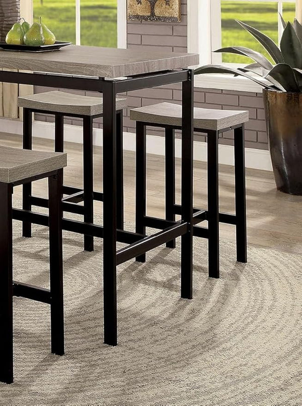 NicBex Dining Table Set for 4 Corner Dining Table Set 5 Pc Counter Height Table Set Sturdy Metal Construction Dining Room Furniture, Easy Assemble, Black+ Gray - LeafyLoom