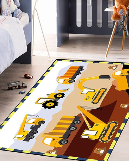 Construction Rugs for Boys Room Car Rug for Boys Room Car Rug Play Mat Kids Rugs for Playroom Car Play Mat Car Rugs for Kids Construction Decor for Boys Room 5'×7' - LeafyLoom