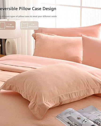 UNILIBRA Full Size Comforter Set - 7 Pieces Bed in a Bag Full Size Orange Soft for All Seasons - Cationic Dyeing Bedding Comforter Sets with Comforter, Flat Sheet, Fitted Sheet, Pillowcases & Shams - LeafyLoom