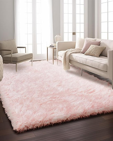 Ophanie Machine Washable 5x8 Rugs for Living Room,Pink Fluffy Carpet Large Fuzzy Plush Shag Comfy Soft, Non-Slip Indoor Floor Carpet,for Kids Boys Girls, Room,Bedroom,Playroom, Home Decor Aesthetic - LeafyLoom