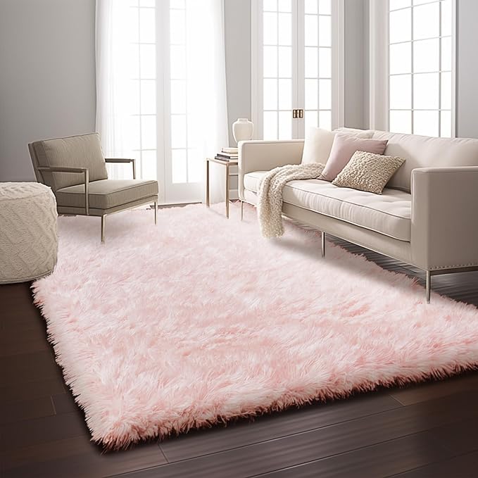 Ophanie Machine Washable 5x8 Rugs for Living Room,Pink Fluffy Carpet Large Fuzzy Plush Shag Comfy Soft, Non-Slip Indoor Floor Carpet,for Kids Boys Girls, Room,Bedroom,Playroom, Home Decor Aesthetic - LeafyLoom