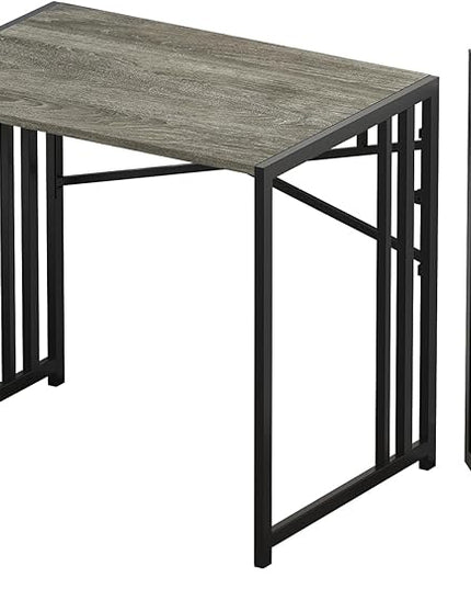 32 inch Small Folding Desk, Writing Gaming Computer Camping Desk for Small Spaces, No Assembly Required Home Office Desk, Black Oak - LeafyLoom