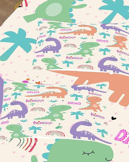 NINENINE Dinosaur Bedding Sets for Kids,Twin Comforter Sets for Girls,Girls Dinosaur Comforter Bedding Sets,Kawaii Cartoon Comforter Sets with 1 Comforter 1Pillowcase - LeafyLoom