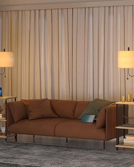 Floor Lamp with Table for Living Room End Table with Lamp Attached USB Type-C Bedside Reading Table with Charging Station Small Nightstand Table Floor Lamp for Bedroom(Bulb Included) - LeafyLoom