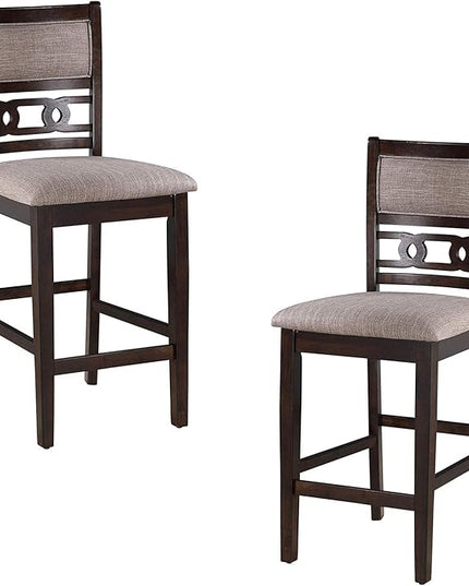 New Classic Furniture Gia Counter Chairs, Set of 2, Cherry Brown - LeafyLoom